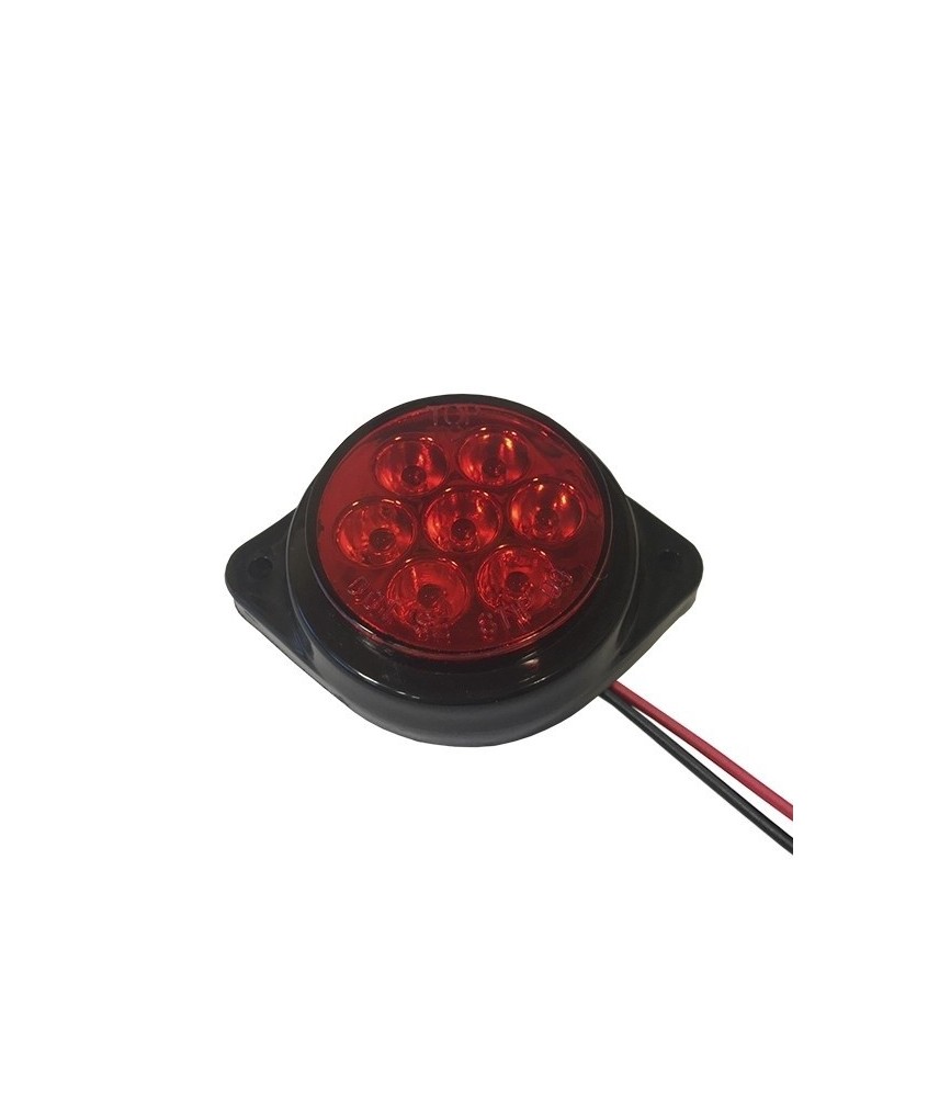 GloboStar® 115412 Πλευρικά Φώτα Όγκου Φορτηγών FLAT BULLET LED 7 SMD DC 24V Αδιάβροχο IP66 Κόκκινο